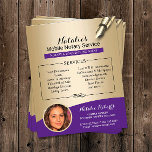 Flyer Servicio de notario móvil Purple & Gold Photo<br><div class="desc">Servicio de Notario Móvil Púrpura y Volantes de Oro.</div>