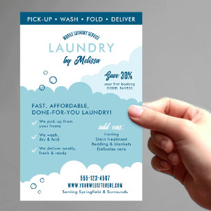 Flyer Servicio Moderno de Lavandería Móvil Marketing de