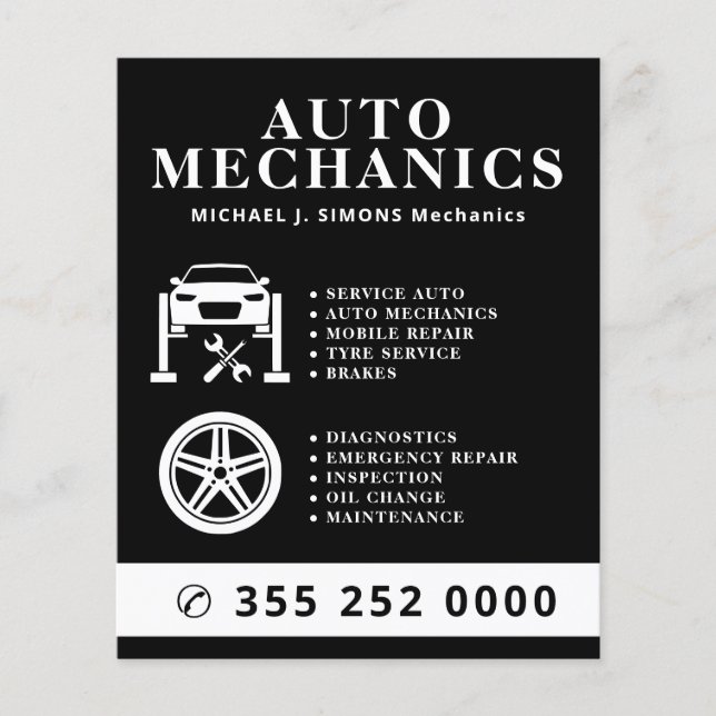 Flyer Servicio móvil de mecánico profesional de reparaci (Frente)