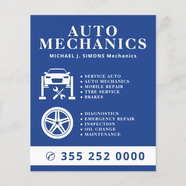 Flyer Servicio móvil de mecánico profesional de reparaci (Frente)