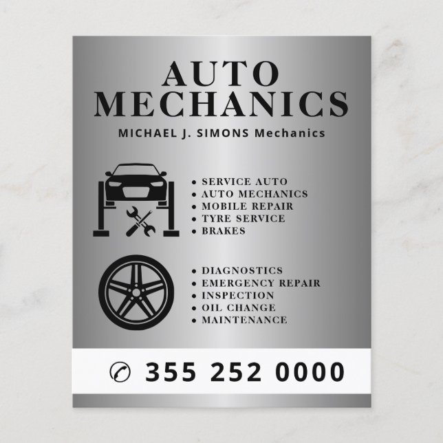 Flyer Servicio móvil de mecánico profesional de reparaci (Frente)