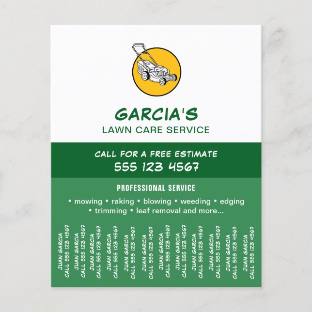 Flyer Servicio Profesional de Cortadoras de Césped Tiras (Frente)