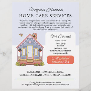 Flyer Servicios Cuidados Cuidados de la Casa Azul