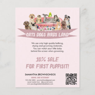 Flyer Servicios de Cuidado de Mascotas Perro Gato Pájaro