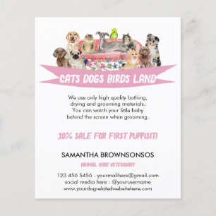 Flyer Servicios de Cuidado de Mascotas Perro Gato Pájaro