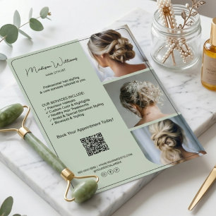 Flyer Servicios de Estilista de Pelo de Salón 3 Fotos QR