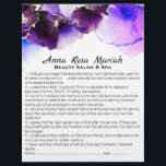 Flyer *~* Servicios de exención de responsabilidad abstr<br><div class="desc">Contrato de exención de responsabilidad de viajero parcial y lista de servicios y precios para que usted lo Personalice. * Consentimiento de Responsabilidad Abstracta de Energía y Liberar Wavier Lista de Servicios y precios en la parte posterior de este folleto. La acuarela es orgánica morada, lavanda y rosa. Esta es...</div>