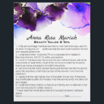 Flyer *~* Servicios de exención de responsabilidad abstr<br><div class="desc">Contrato de exención de responsabilidad de viajero parcial y lista de servicios y precios para que usted lo Personalice. * Consentimiento de Responsabilidad Abstracta de Energía y Liberar Wavier Lista de Servicios y precios en la parte posterior de este folleto. La acuarela es orgánica morada, lavanda y rosa. Esta es...</div>