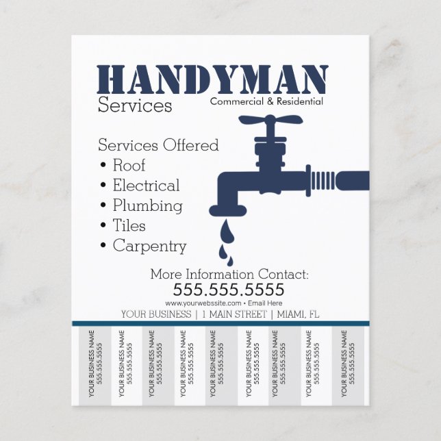 Flyer Servicios de fontanería de Handyman desgarrando vo (Frente)