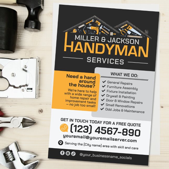 Flyer Servicios de Handyman - Reparación y mantenimiento (Subido por el creador)