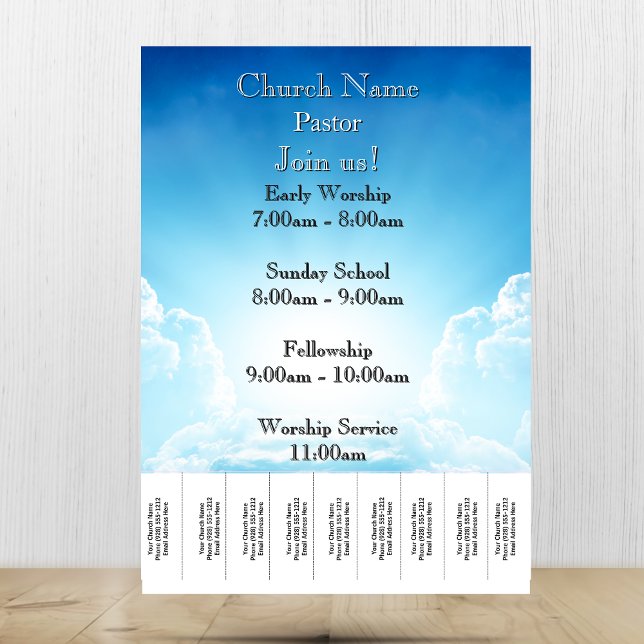 Flyer Servicios de la Iglesia Blue Sky Stairs (Blue Sky Stairs Church Services Flyer)