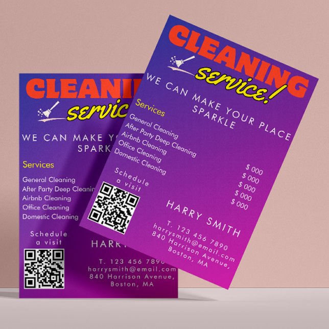 Flyer Servicios de limpieza Asistente de precio Escaneo  (Cleaning Services Maid Price Scan To Connect Flyer)