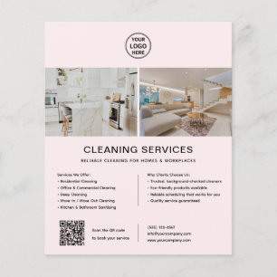Flyer Servicios de limpieza Código QR de logotipo person