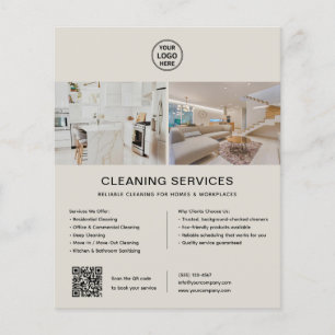 Flyer Servicios de limpieza Código QR de logotipo person