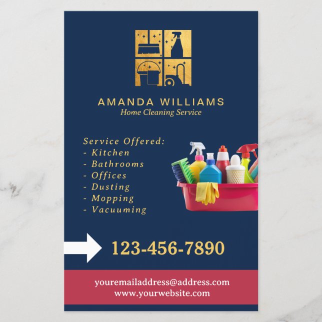 Flyer Servicios de limpieza de casas de oro (Frente)