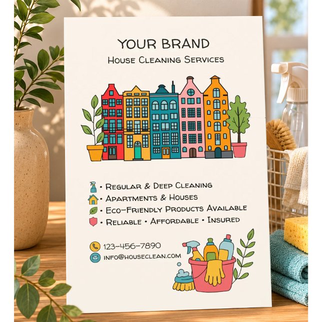 Flyer Servicios de limpieza de casas personalizados QR (Subido por el creador)