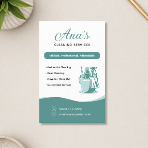 Flyer Servicios de Limpieza de Casas Verde Azulado