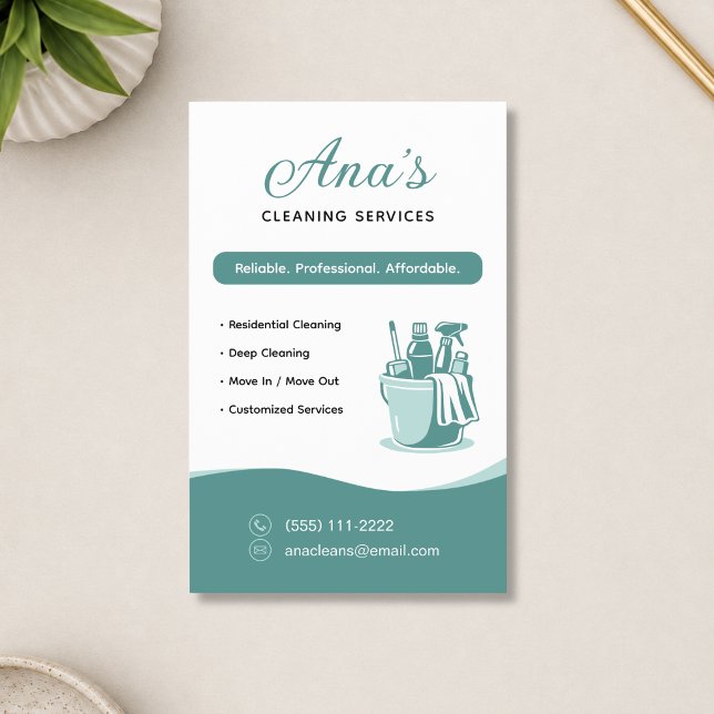 Flyer Servicios de Limpieza de Casas Verde Azulado (House Cleaning Services Teal Flyer)