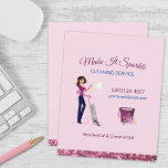 Flyer Servicios de limpieza de doncella de Personalizado<br><div class="desc">Personalizado Cute Sparkle Servicios De Limpieza Maid Volantes Comerciales.</div>