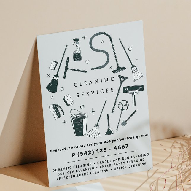 Flyer Servicios de limpieza de grises (Subido por el creador)