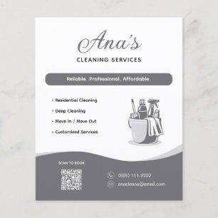 Flyer Servicios de limpieza Gray Código QR