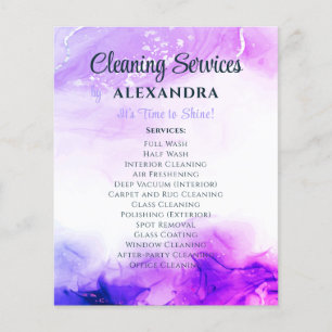 Flyer Servicios de limpieza, hogar, aquarela púrpura