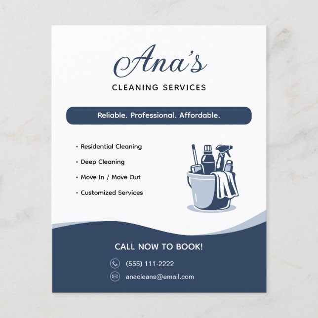 Flyer Servicios de limpieza Limpieza azul promocional  (Frente)