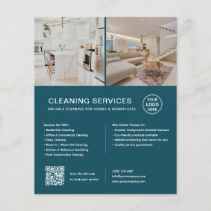 Flyer Servicios de limpieza minimalista Código QR comerc