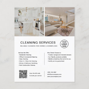 Flyer Servicios de Limpieza Minimalista QR Empresarial