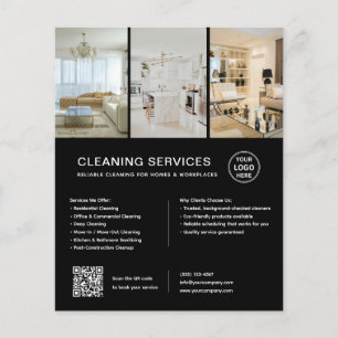 Flyer Servicios de Limpieza Modernos Código QR Negocio N