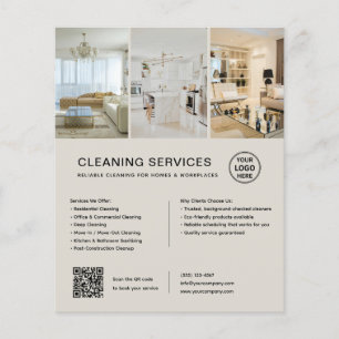 Flyer Servicios de Limpieza Modernos QR Empresa