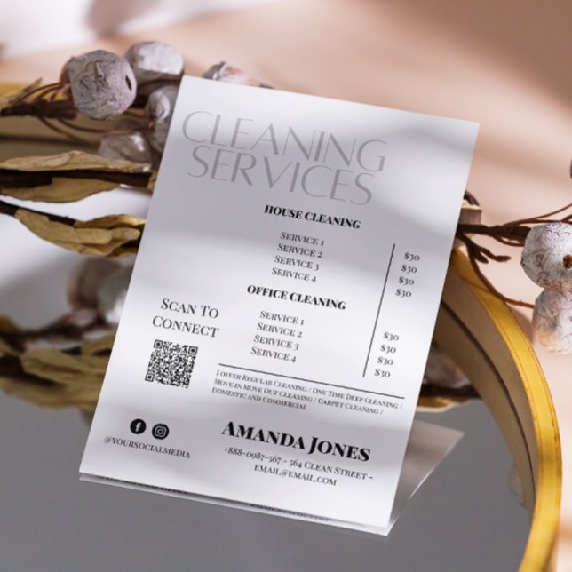 Flyer Servicios De Limpieza Precio Maid Negro Y Blanco (Cleaning Services Maid Price Black And White Flyer)