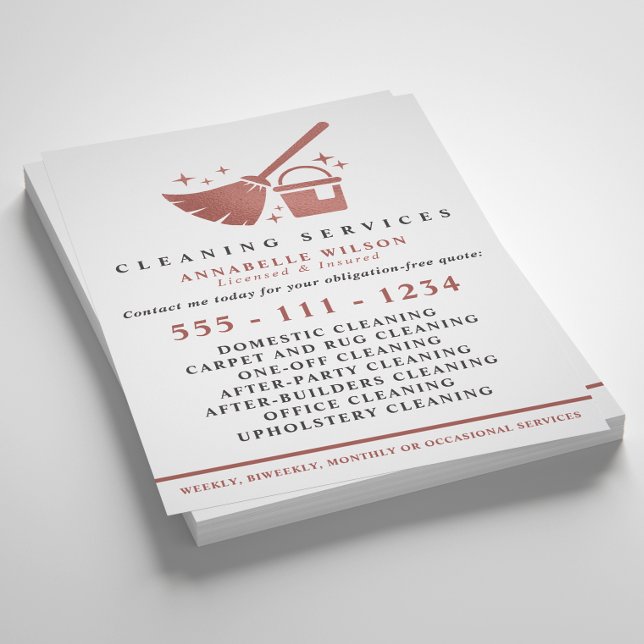 Flyer Servicios De Limpieza Rosa De Rosa Gold Y Rubor (Subido por el creador)