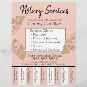 Flyer Servicios de Notaría Pink Gold Business Tear Off R