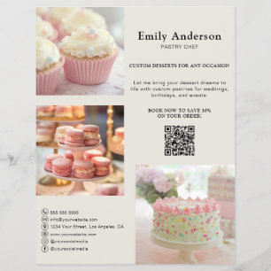 Flyer Servicios de Pastelería Panadería Foto QR