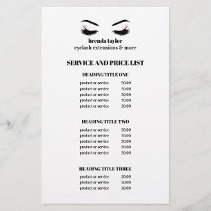 FLYER SERVICIOS DE SALÓN DE PESTAÑAS GLAMOROSOS E IMPRES