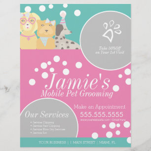 Flyer Servicios Divertidos para Mascotas Peluquería Cani
