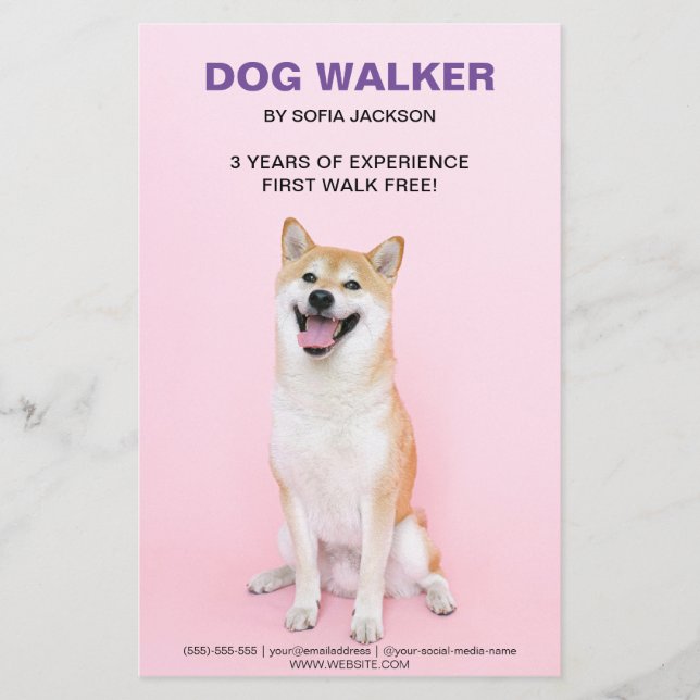 Flyer Servicios empresariales de Dog Walker (Frente)