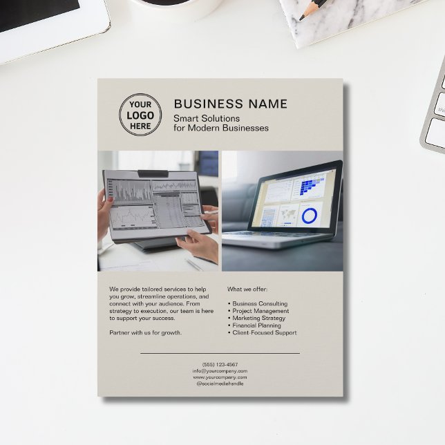 Flyer Servicios Empresariales Profesionales de Logo Foto (Modern Logo Photo Professional Services Business Flyer)