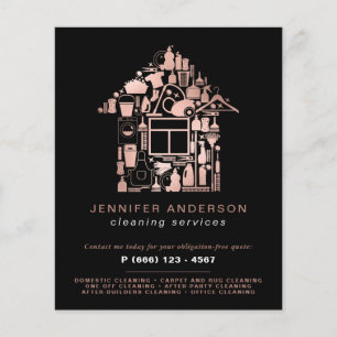 Flyer Servicios Modernos De Limpieza De Oro Y Oro Rosa