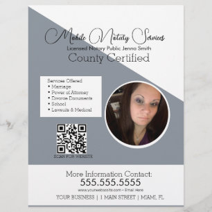 Flyer Servicios Móviles de Notaría Minimalista Foto QR F