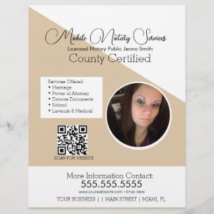 Flyer Servicios Móviles de Notaría Minimalista Foto QR F