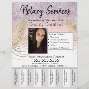 Flyer Servicios Notariales Pink Gold Glitter Tear Off Fo