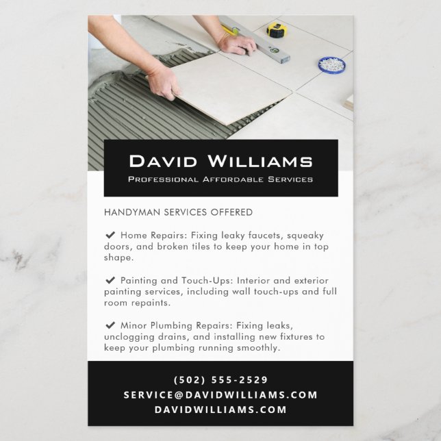 Flyer Servicios profesionales de suelos y Tiler Handyman (Frente)