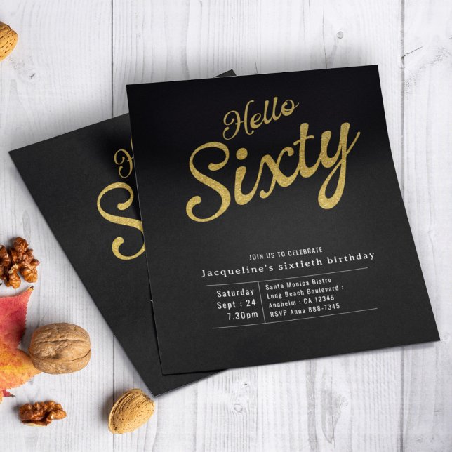 Flyer Sesenta Black Gold Budget Invitación a los 60 Años (Subido por el creador)