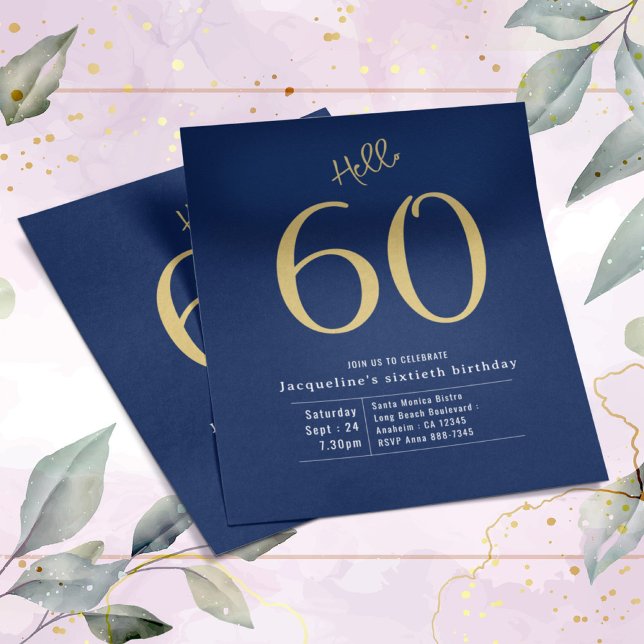 Flyer Sesenta Blue Gold Budget Invitación a los 60 Años (Subido por el creador)