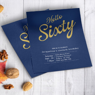 Flyer Sesenta Blue Gold Budget Invitación a los 60 Años