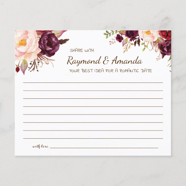 Flyer Share a Date Idea for Couple Bridal Shower card (Frente)