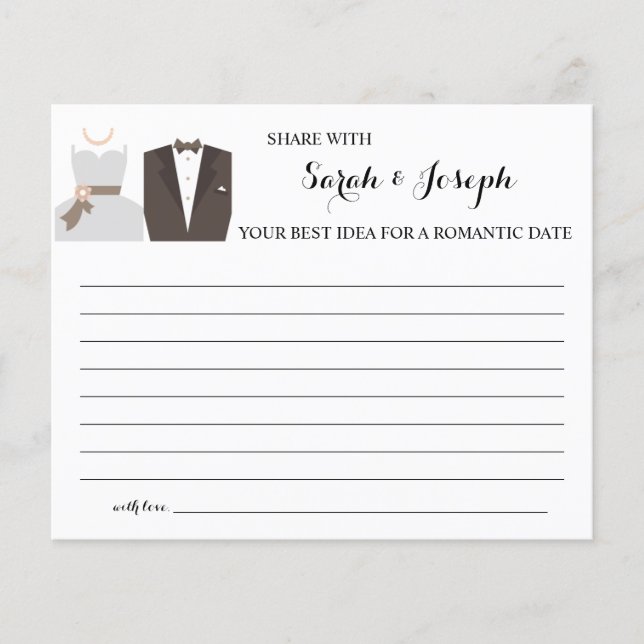 Flyer Share a Date Idea for Couple Bridal Shower card (Frente)