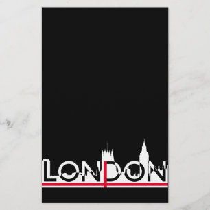 Flyer Silhouette de Londres y bandera inglesa
